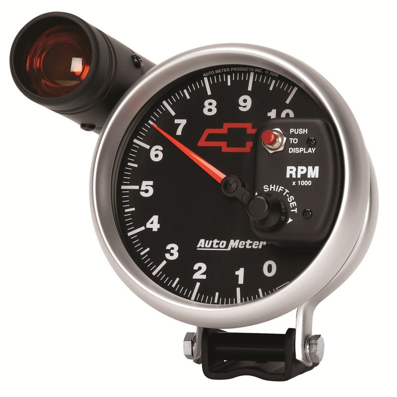 Autometer GM Bowtie Black 5in 10000 RPM Pedestal Electronic Tachometer w/ Ext Shift Light-thumbmail-3