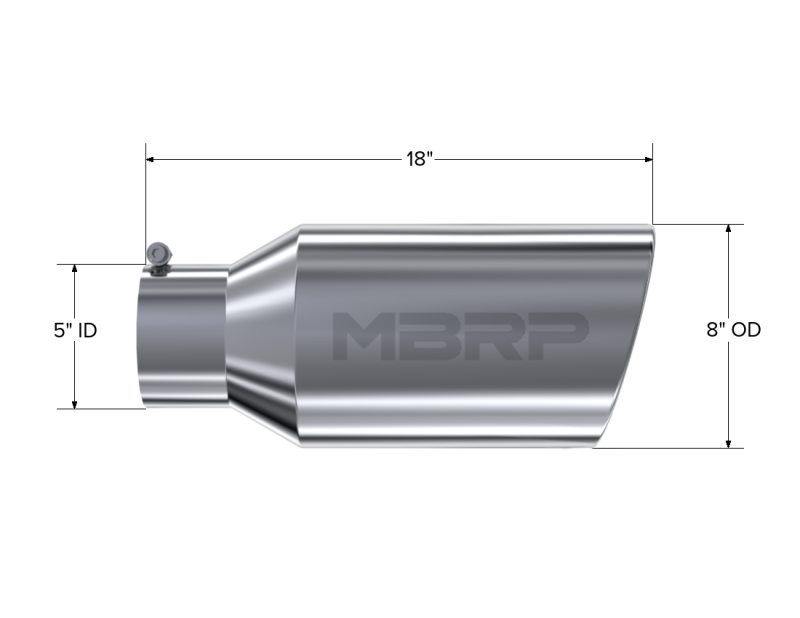 MBRP Universal Tip 8in OD Rolled End 5in Inlet 18in Length T304-thumbmail-4