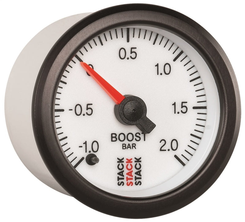 Autometer Stack 52mm -1 to +2 Bar (Incl T-Fitting) Pro Stepper Motor Boost Pressure Gauge - White-thumbmail-5