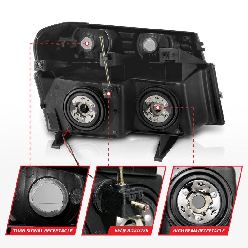 ANZO 04-12 GM Colorado/Canyon/I-Series Crystal Headlights - w/ Light Bar Black Housing 4pcs-thumbmail-11