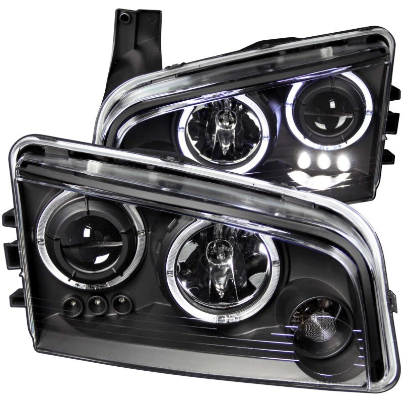 ANZO 2006-2010 Dodge Charger Projector Headlights w/ Halo Black-thumbmail-1