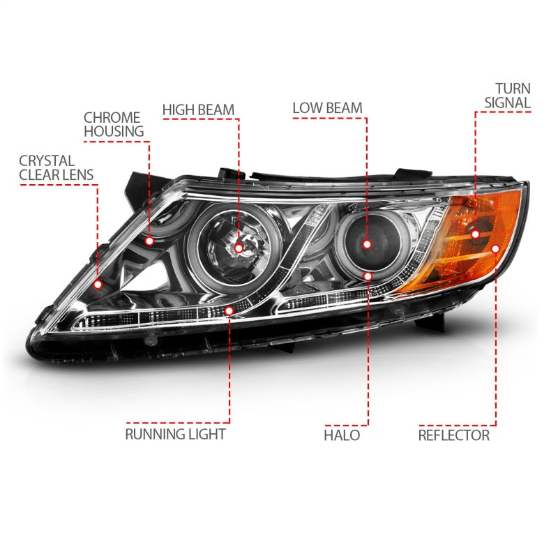 ANZO 2011-2013 Kia Optima Projector Headlights w/ Halo Chrome (CCFL)-thumbmail-9