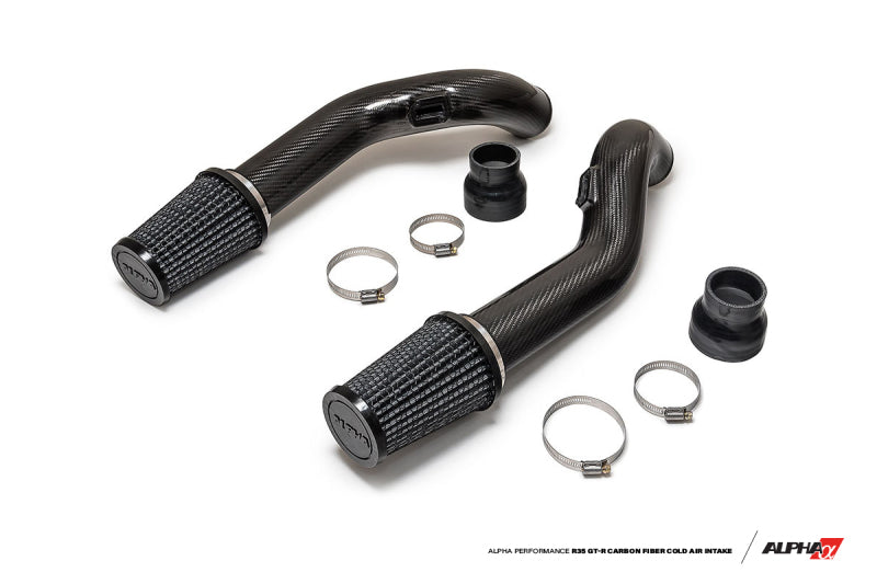 AMS Performance 2009+ Nissan GT-R R35 (CBA/DBA) Alpha Carbon Fiber Intake Pipes for Stock Turbos-thumbmail-2