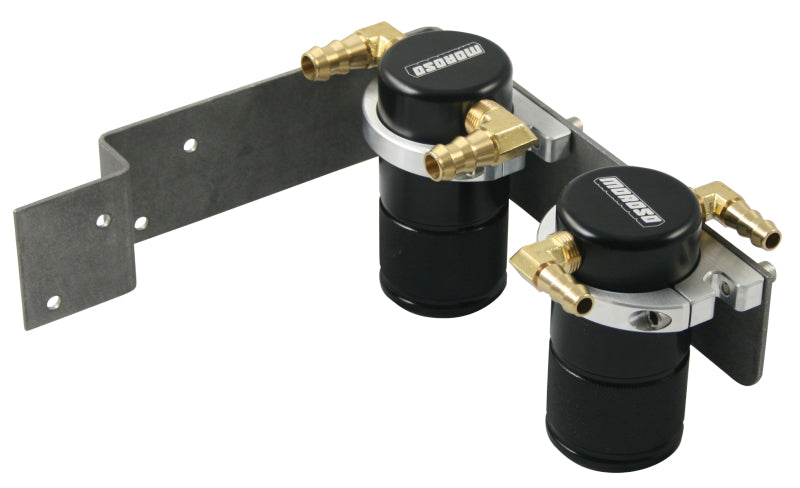 Moroso 08-14 Subaru STi (w/Top Mount Intercooler) Air/Oil Separator Catch Can - Billet Alum - Black-thumbmail-1