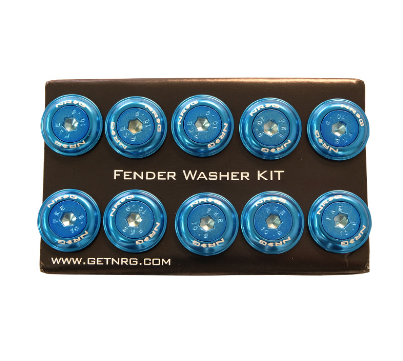 NRG Fender Washer Kit w/Color Matched M6 Bolt Rivets For Plastic (Blue) - Set of 10-thumbmail-3