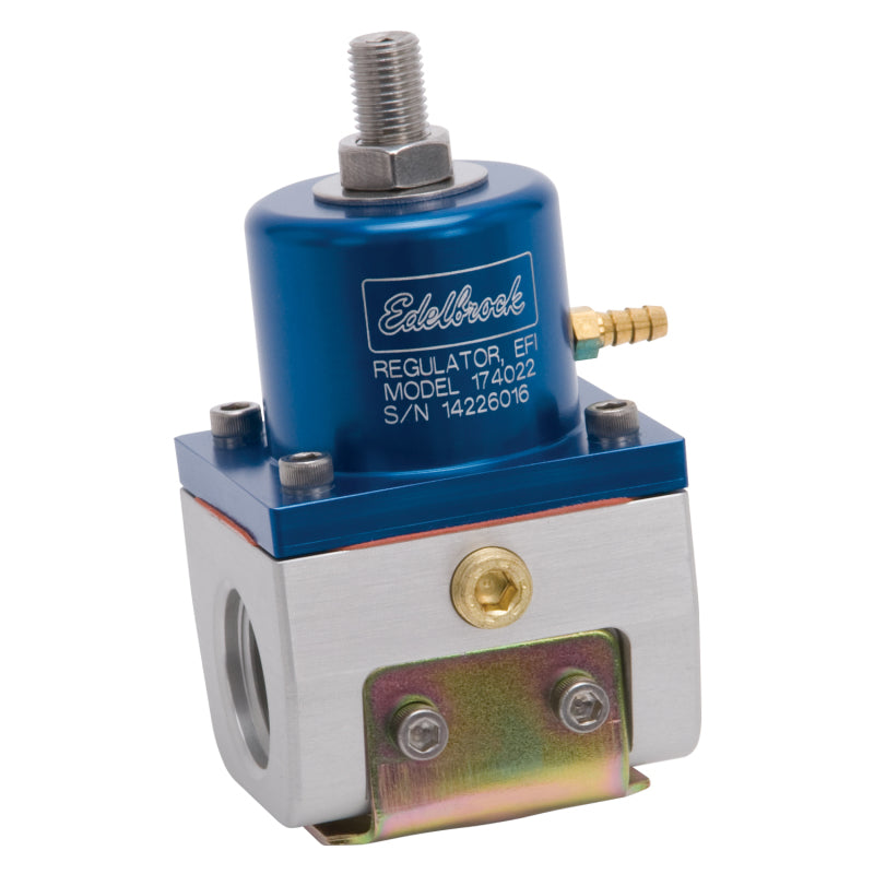 Edelbrock Fuel Pressure Regulator EFI 180 GPH 35-90 PSI -10In/Out -6 Return Blue/Clear-thumbmail-3