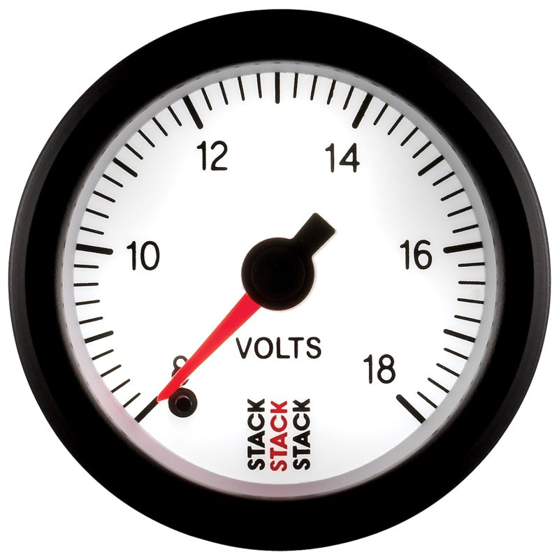 Autometer Stack 52mm 8-18V Pro Stepper Motor Battery Voltage Gauge - White-thumbmail-4