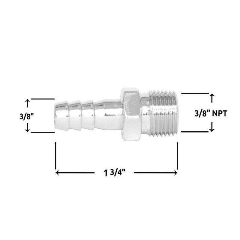 Spectre Fuel Fitting 3/8in. Hose Barb NPT Threads - Chrome-thumbmail-10