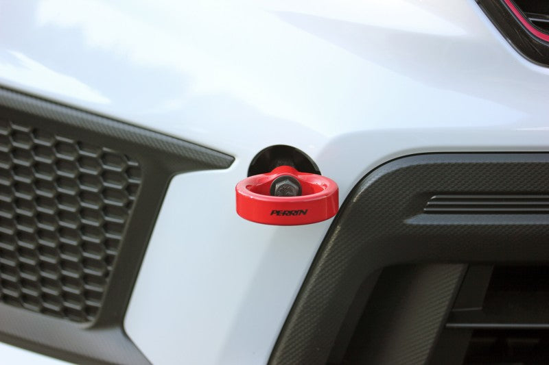 Perrin 18-21 WRX/STI / 13-20 BRZ / 17-20 Toyota 86 Front Tow Hook Kit - Red-thumbmail-6