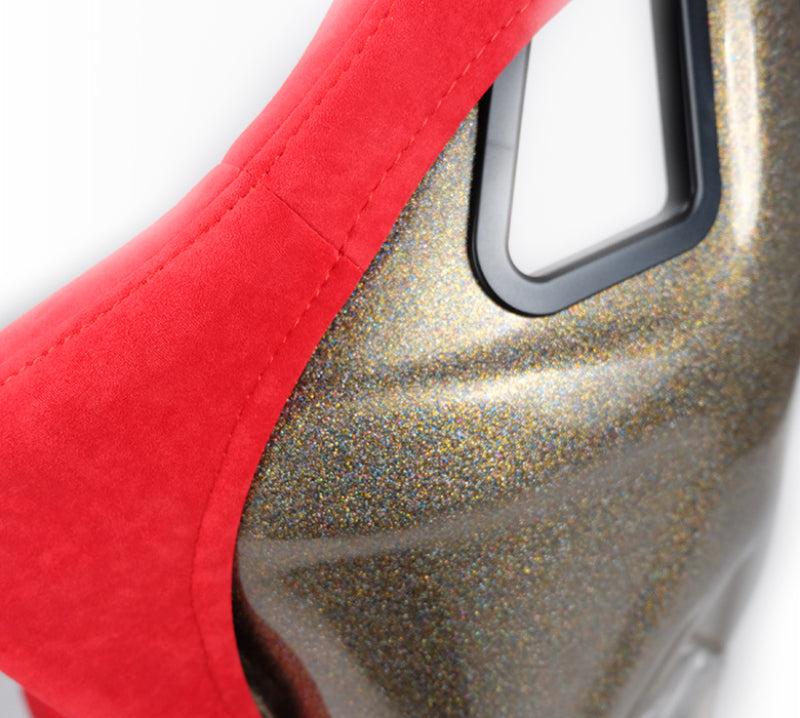 NRG FRP Bucket Seat ULTRA Edition - Large (Red Alcantara/Gold Glitter Back)-thumbmail-5