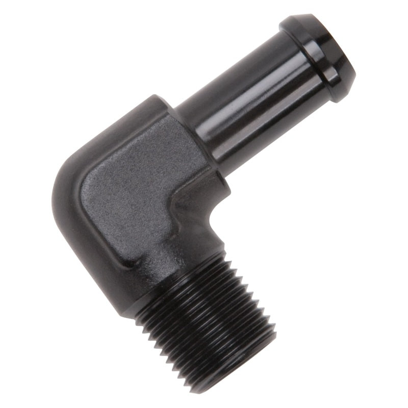 Edelbrock Hose End 90-Degree 3/8In NPT to 1/2In Barb Black Anodize-thumbmail-7