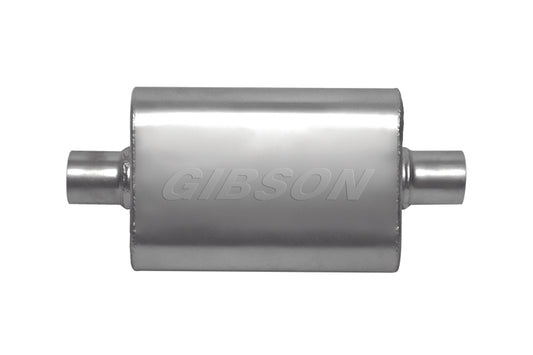 Gibson CFT Superflow Center/Center Oval Muffler - 4x9x18in/2.5in Inlet/2.5in Outlet - Stainless