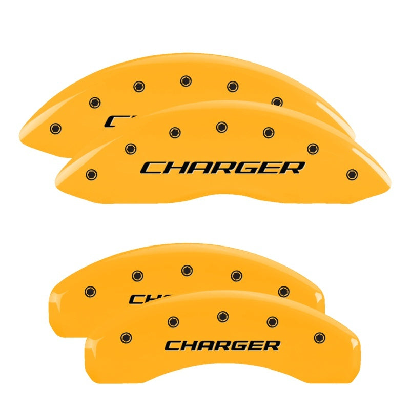 MGP 4 Caliper Covers Engraved Front & Rear Block/Charger Yellow finish black ch-thumbmail-2