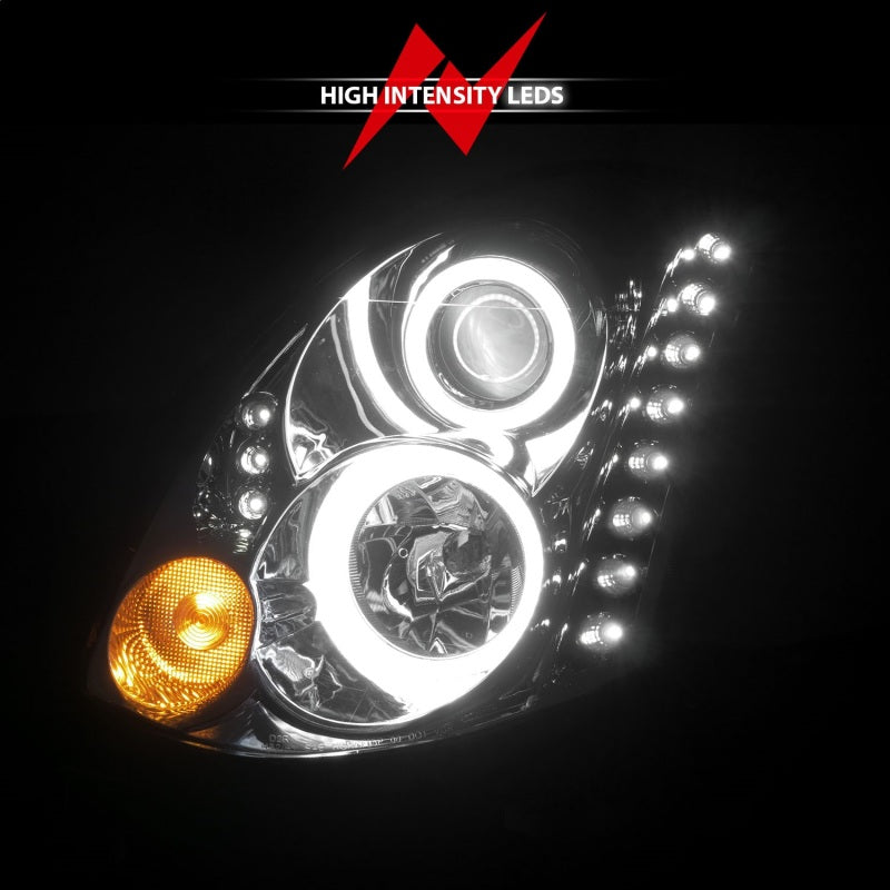 ANZO 2003-2007 Infiniti G35 Projector Headlights w/ Halo Chrome (CCFL) (HID Compatible)-thumbmail-11