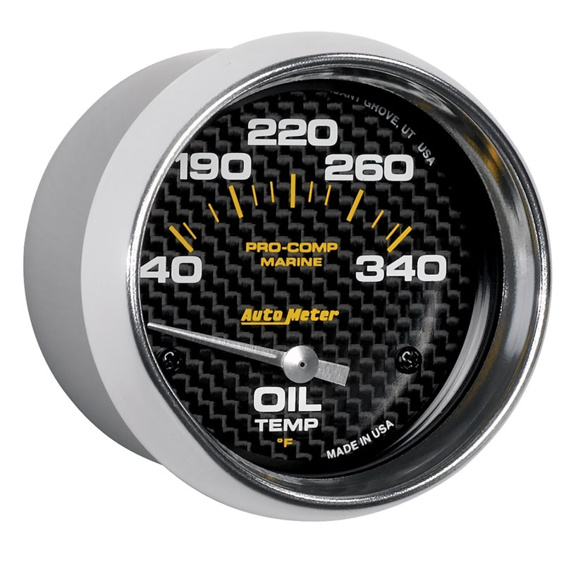 Autometer Marine Carbon Fiber Electric Oil Temperature Gauge 2-5/8in 140-300 Deg F-thumbmail-2
