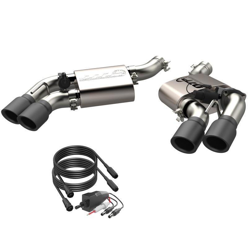 QTP 16-18 Chevrolet Camaro SS 6.2L 304SS Screamer Axle Back Exhaust Tip w/3.5in Quad Black Tips-thumbmail-1