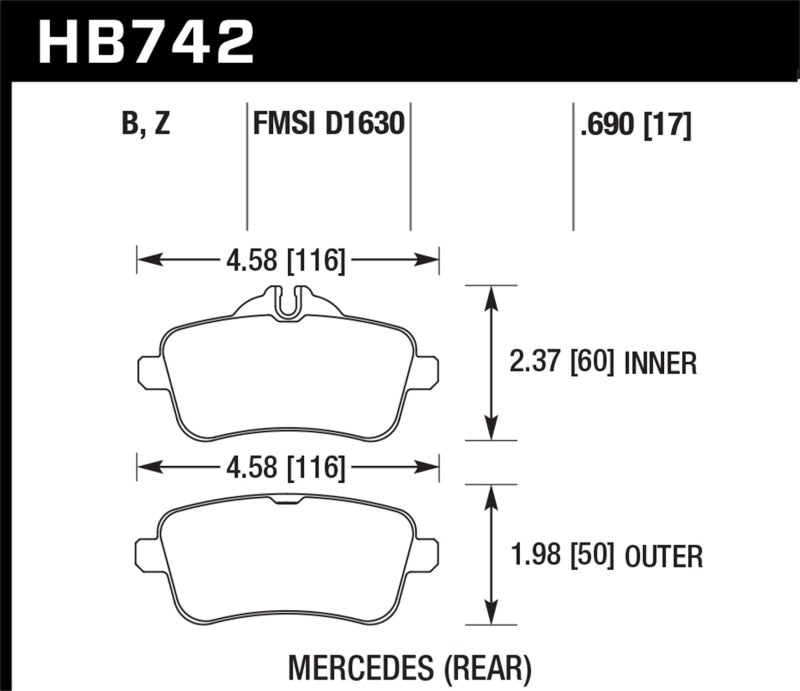 Hawk 12-15 Mercedes-Benz ML350/550 HPS 5.0 Rear Brake Pads-thumbmail-2