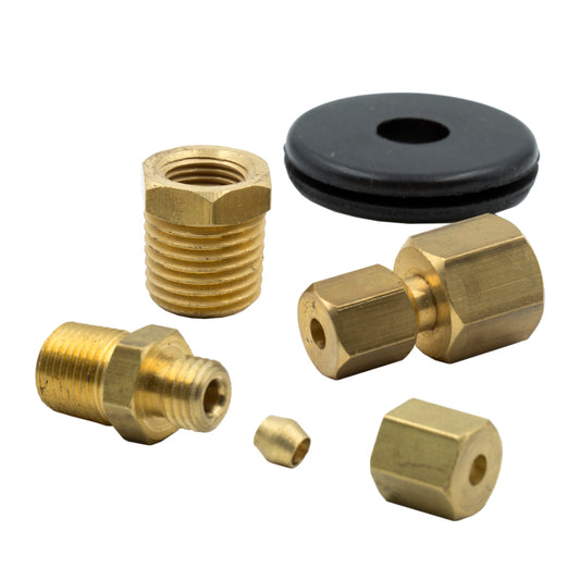 Autometer 1/8in NPTF Compression to 1/8in Line Brass Fitting Kit