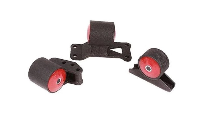 Innovative 03-06 Mitsubishi Evolution 4G63T Black Steel Mounts 85A Bushings-thumbmail-1