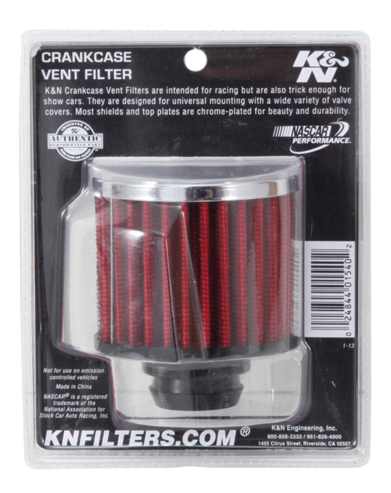 K&N Rubber Base Chrome Top Push-In Crankcase Vent Filter 3in OD x 2-1/2in H.-thumbmail-6