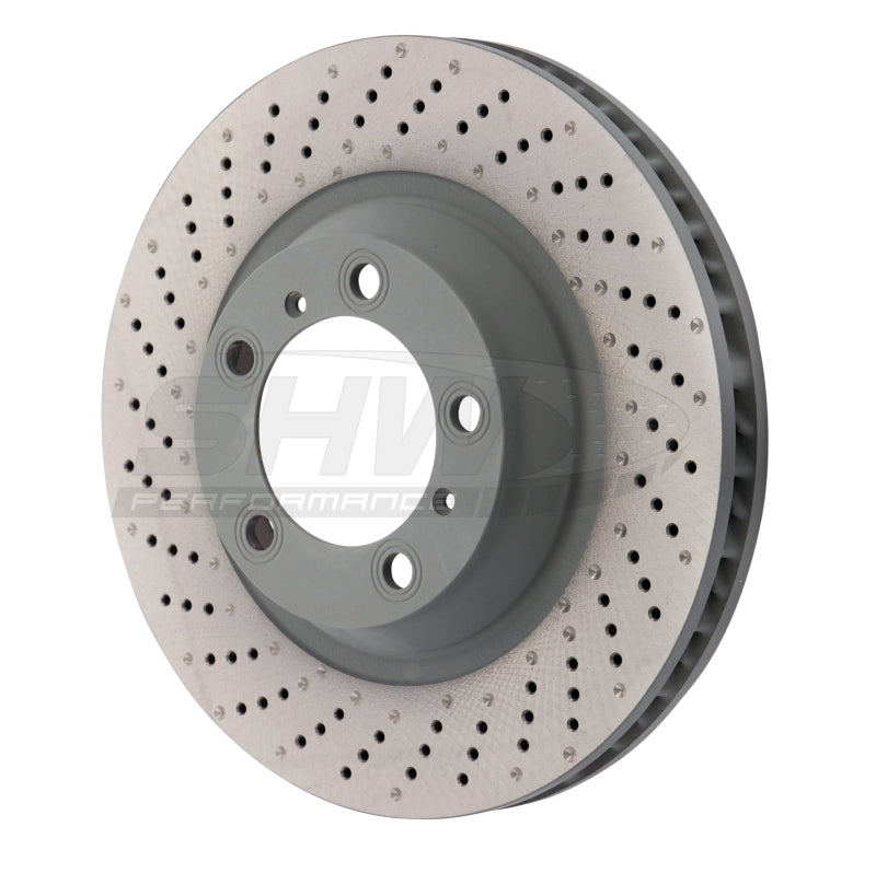 SHW 15-16 Porsche 911 Carrera 4 GTS 3.8L w/o Ceramic Brake Left Front Drilled-Dimpled MB Brake Rotor-thumbmail-1