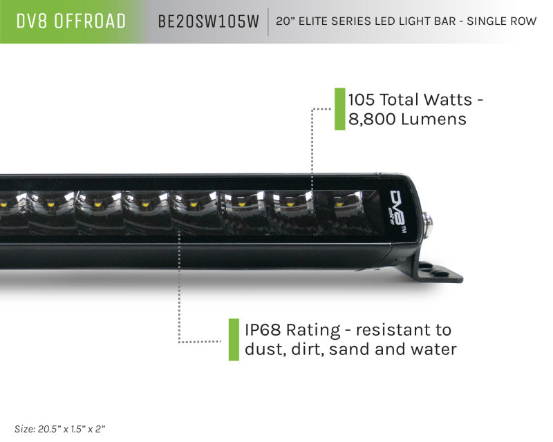 DV8 Offroad 20in Elite Series Light Bar 105W LED - Single Row-thumbmail-8