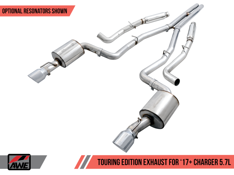 AWE Tuning 2017+ Dodge Charger 5.7L Touring Edition Exhaust - Non-Resonated - Diamond Black Tips-thumbmail-4