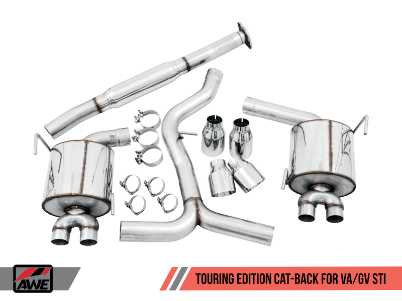 AWE Tuning Subaru STI VA / WRX GV / STI GV Sedan Touring Edition Exhaust - Chrome Silver Tip (102mm)-thumbmail-4