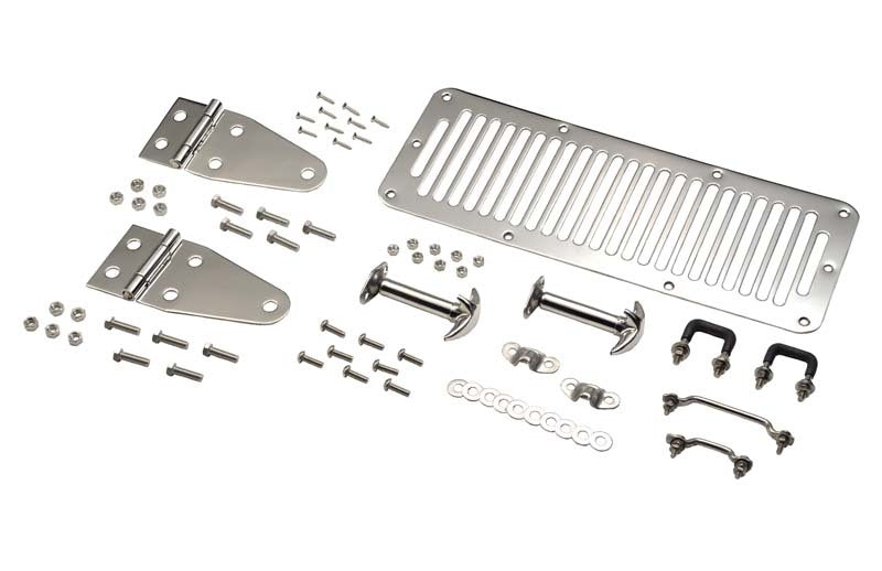 Kentrol 78-95 Jeep CJ/Wrangler YJ Hood Kit - Polished Silver-thumbmail-1
