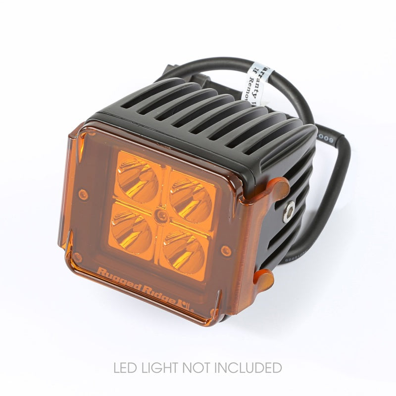 Rugged Ridge 3 Inch Square LED Light Cover Amber-thumbmail-4