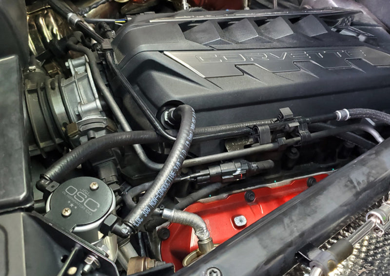 J&L 20-21 Chevrolet Corvette 6.2L LT2 Targa Top Passenger Side Oil Separator 3.0 - Clear Anodized-thumbmail-2