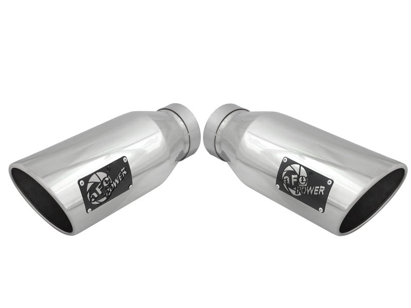 aFe MACH Force-XP 304 SS Single Wall Polished Exhaust Tip Pair 4in Inlet x 6in Outlet x 15in L-thumbmail-1