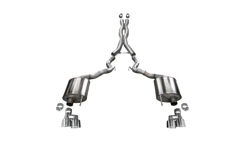Corsa 18-20 Ford Mustang GT Convertible w/o Active Valves Xtreme Cat-Back w/ Polished 4in Tips-thumbmail-1