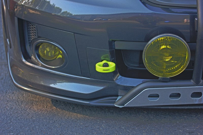 Perrin 08-14 Subaru WRX/STI Tow Hook Kit (Front) - Neon Yellow-thumbmail-5