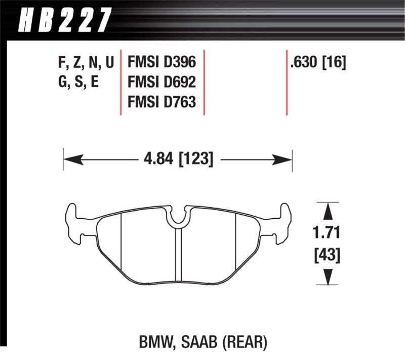 Hawk BMW 3/5/7 Series / M3 / Z3 / Z4  Race Blue 9012 Rear Brake Pads-thumbmail-2