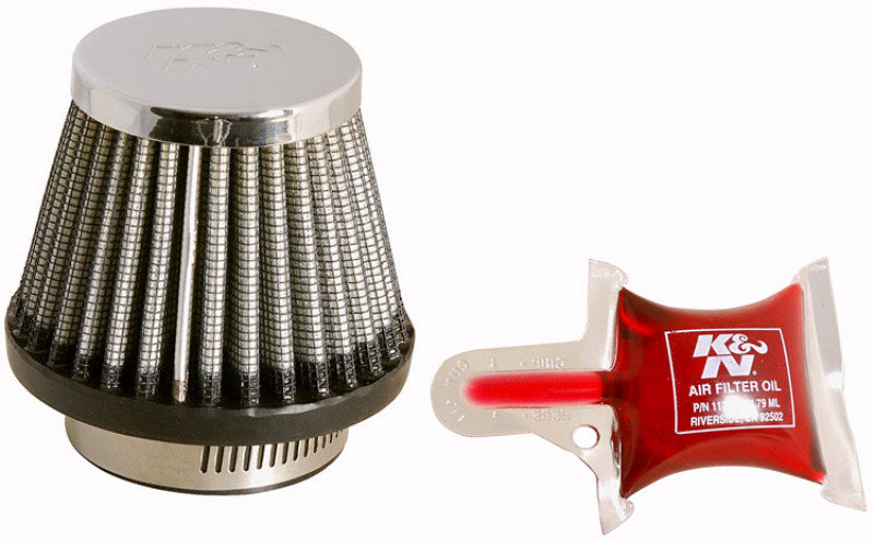 K&N Universal Chrome Filter - Round Tapered - 3in Base OD x 2in Top OD x 2.375in H-thumbmail-2