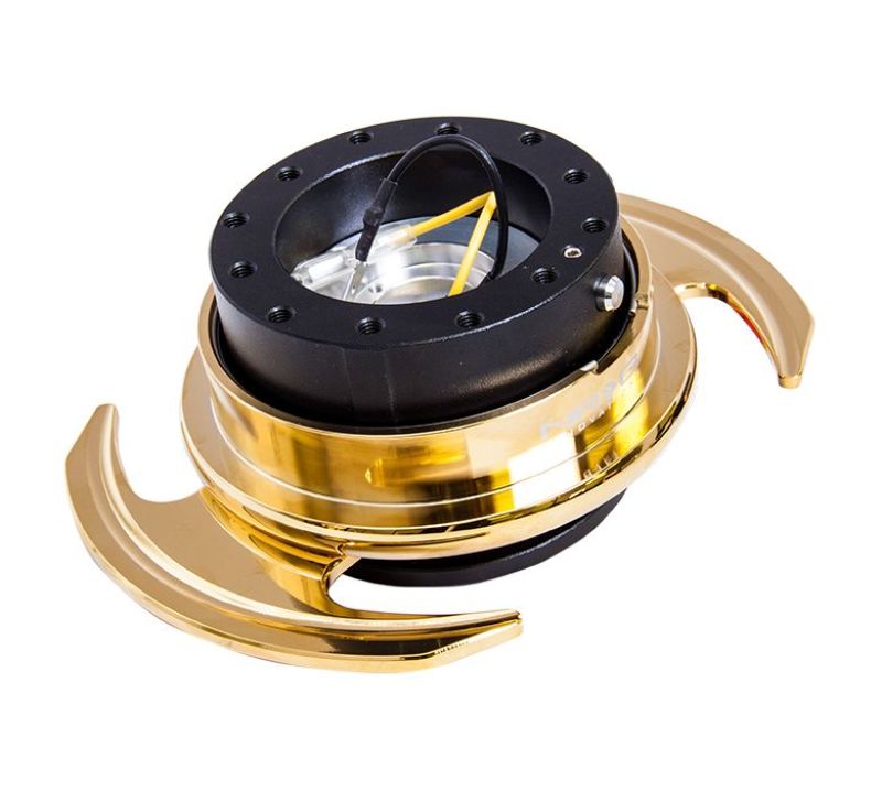 NRG Quick Release Kit Gen 3.0 - Black Body / Chrome Gold Ring w/Handles-thumbmail-1