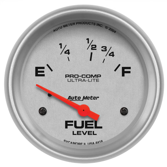 AutoMeter Gauge Fuel Level 2-5/8in. 16 Ohm(e) to 158 Ohm(f) Elec Ultra-Lite