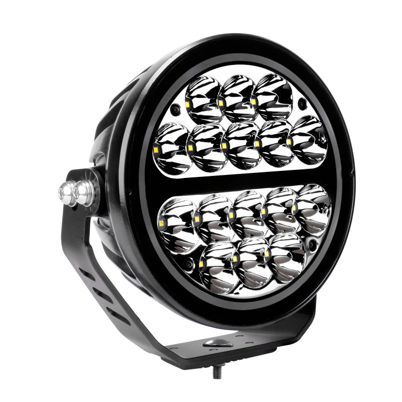 Go Rhino Xplor Blackout Series Round LED Spot Light Beam w/DRL (Surface/Thread Stud Mnt) 7in. - Blk-thumbmail-7