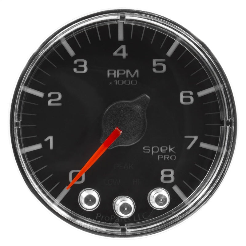 Autometer Spek-Pro Gauge Tach 2 1/16in 8K Rpm W/ Shift Light & Peak Mem Blk/Chrm-thumbmail-2