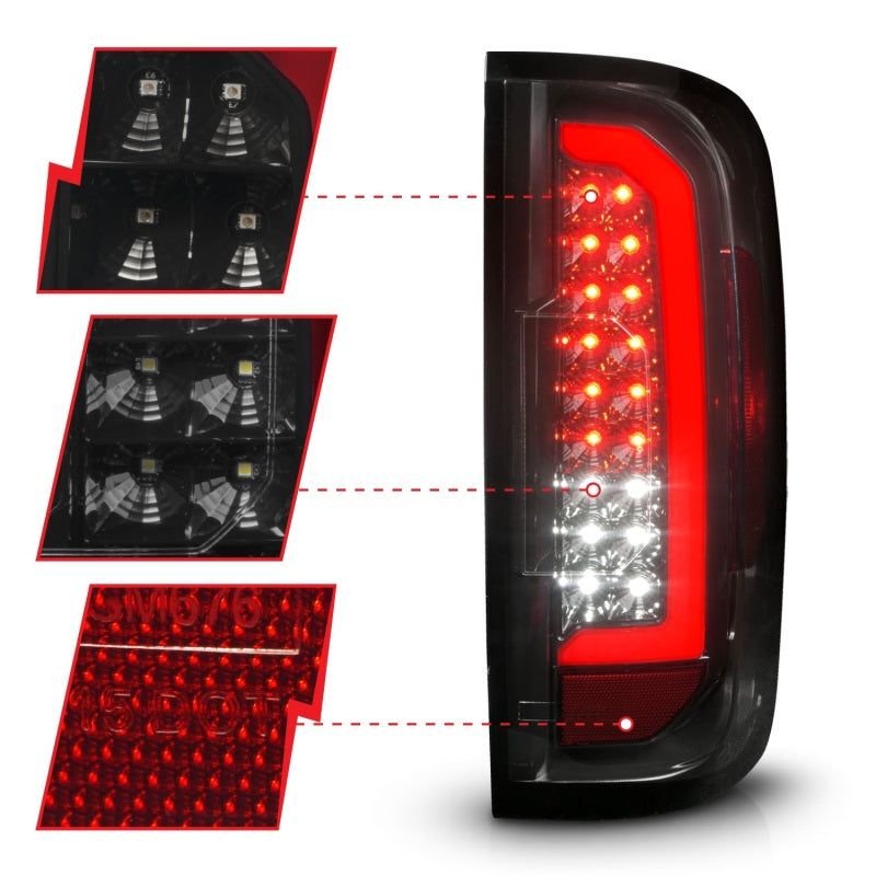 ANZO 15-21 Chevrolet Colorado Full LED Tail Lights w/ Red Lightbar Black Housing Smoke Lens-thumbmail-9