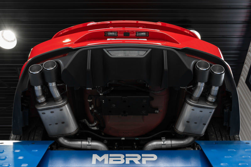MBRP 18-20 Ford Mustang GT 5.0 w/ Quad Tip Active Exhaust Cat Back Split Rear T304 w/ Carb Fib Tips-thumbmail-2
