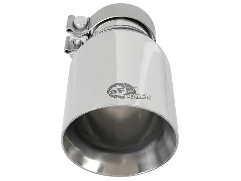 aFe MACH Force-Xp Univ 304 SS Double-Wall Clamp-On Exhaust Tip - Polished - 3in Inlet - 4.5in Outlet-thumbmail-3