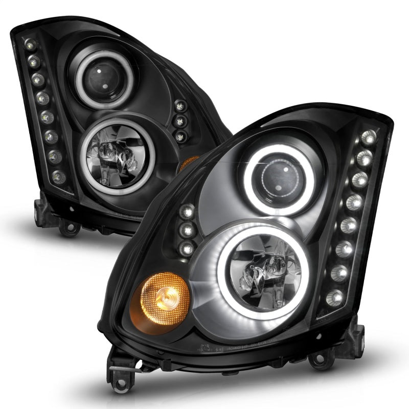 ANZO 2003-2007 Infiniti G35 Projector Headlights w/ Halo Black (CCFL) (HID Compatible)-thumbmail-8