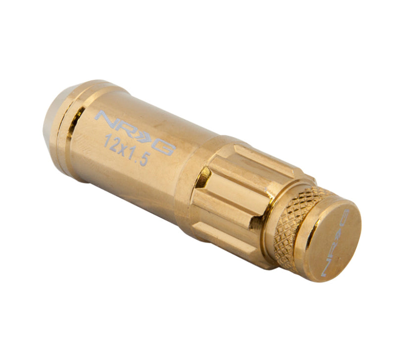 NRG 700 Series M12 X 1.5 Steel Lug Nut w/Dust Cap Cover Set 21 Pc w/Locks & Socket - Chrome Gold-thumbmail-4
