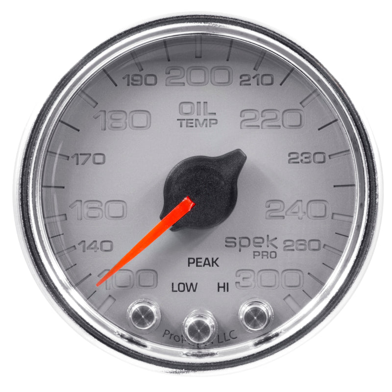 Autometer Spek-Pro Gauge Oil Temp 2 1/16in 300f Stepper Motor W/Peak & Warn Slvr/Chrm-thumbmail-2