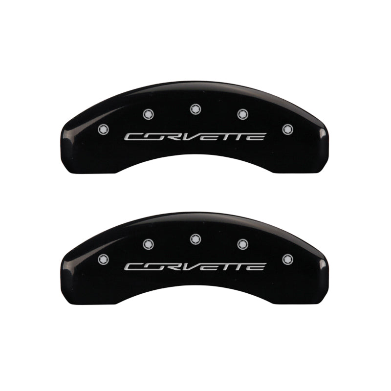 MGP 4 Caliper Covers Engraved Front & Rear C7/Corvette Black finish silver ch-thumbmail-4