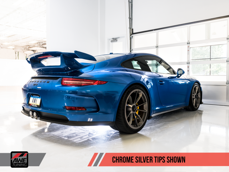 AWE Tuning Porsche 991 GT3 / RS SwitchPath Exhaust - Chrome Silver Tips-thumbmail-6