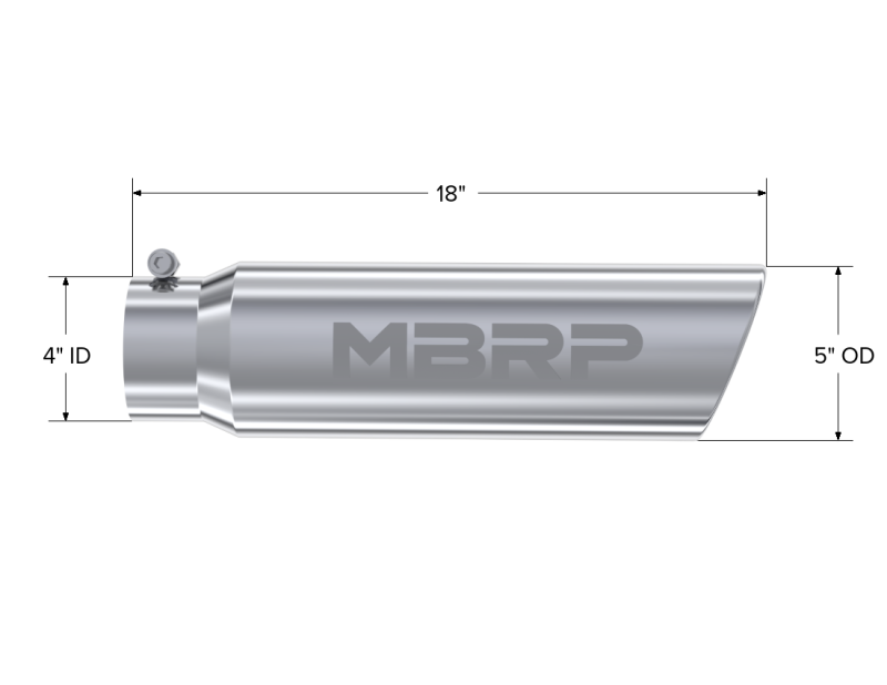 MBRP Universal 5in OD Angled Rolled End 4in Inlet 18in Lgth T304 Exhaust Tip-thumbmail-4