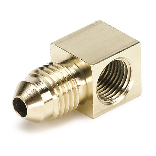 Autometer 1/8 NPTF Female to-4AN Male Pressure Gauge Adaptor 90 Deg (Brass)